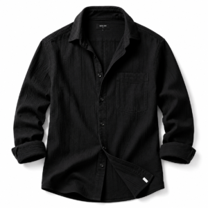 Nova Fit Premium Black Casual Shirt for Men | Slim Fit | Full Sleeve | Cotton Blend