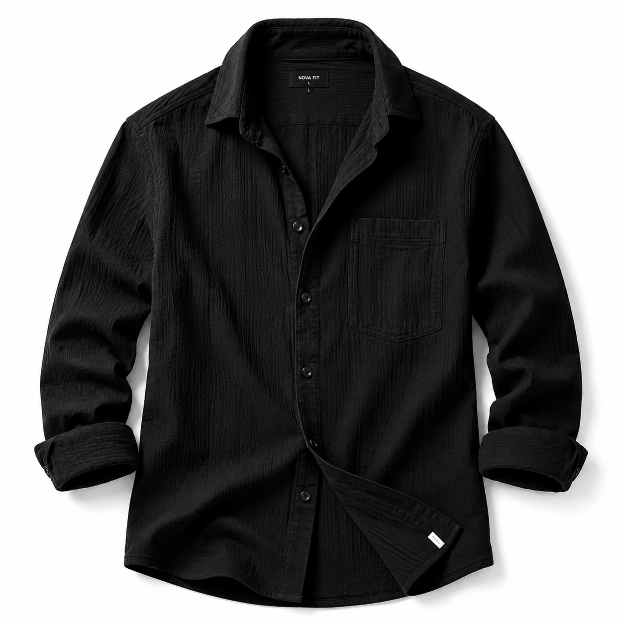Nova Fit Premium Black Casual Shirt for Men | Slim Fit | Full Sleeve | Cotton Blend
